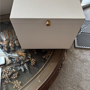 Elegant Cream File Box with Gold Knob